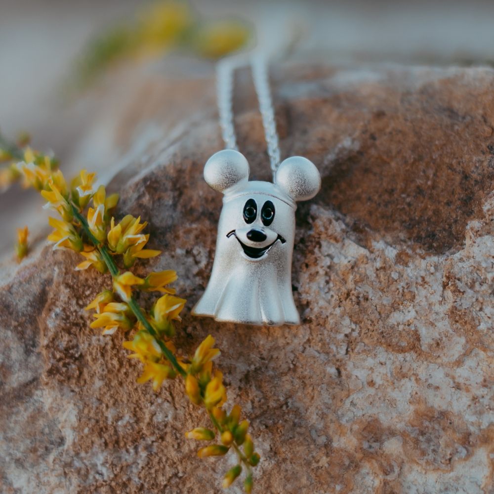 Mickey Mouse Ghost Pendant Necklace by Rebecca Hook