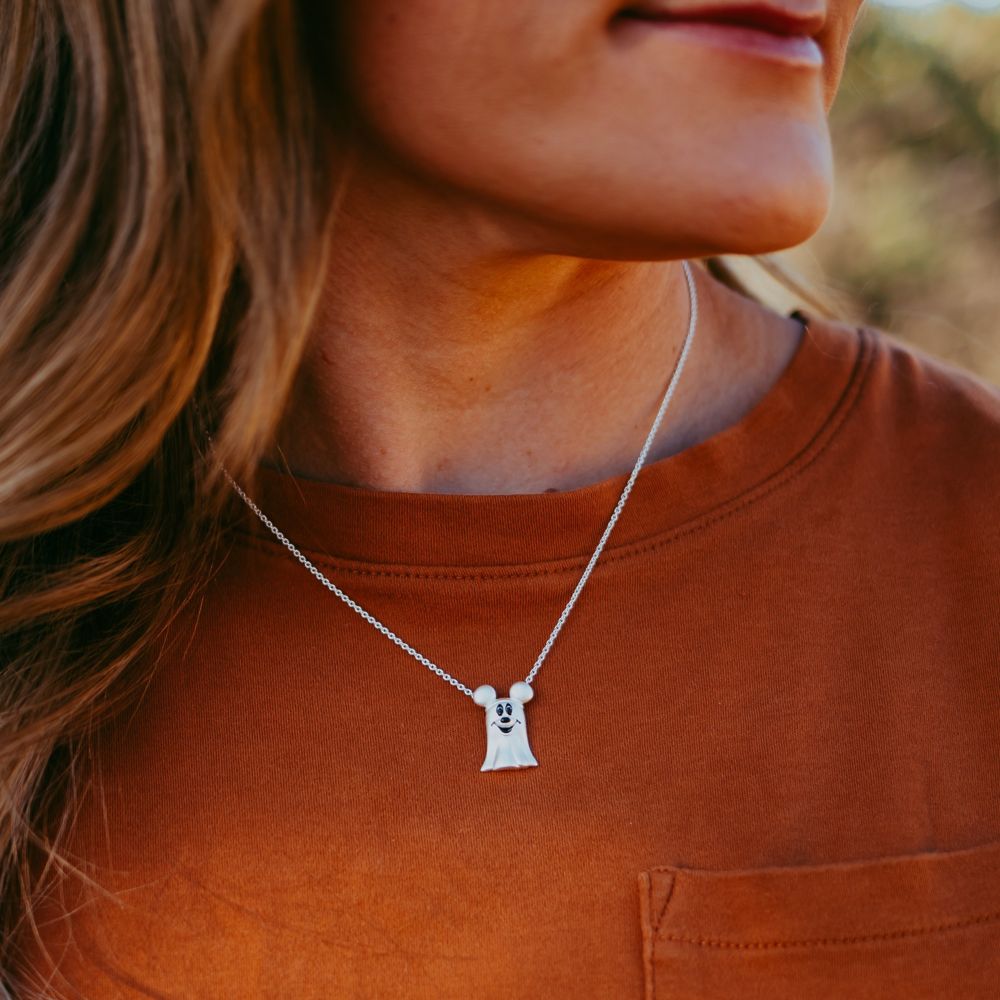 Mickey Mouse Ghost Pendant Necklace by Rebecca Hook