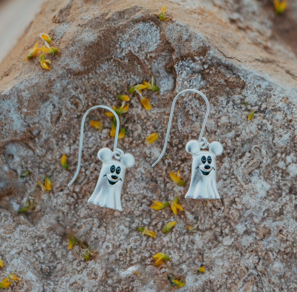 Mickey Mouse Ghost Earrings by Rebecca Hook