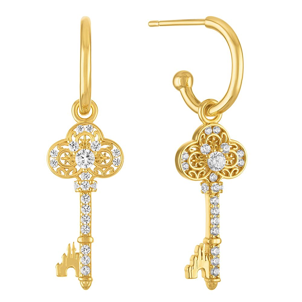 Mickey Mouse Icon Key Half Hoop Earrings by Rebecca Hook