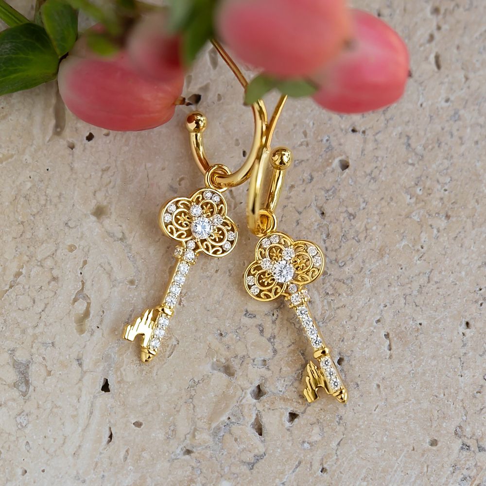 Mickey Mouse Icon Key Half Hoop Earrings by Rebecca Hook