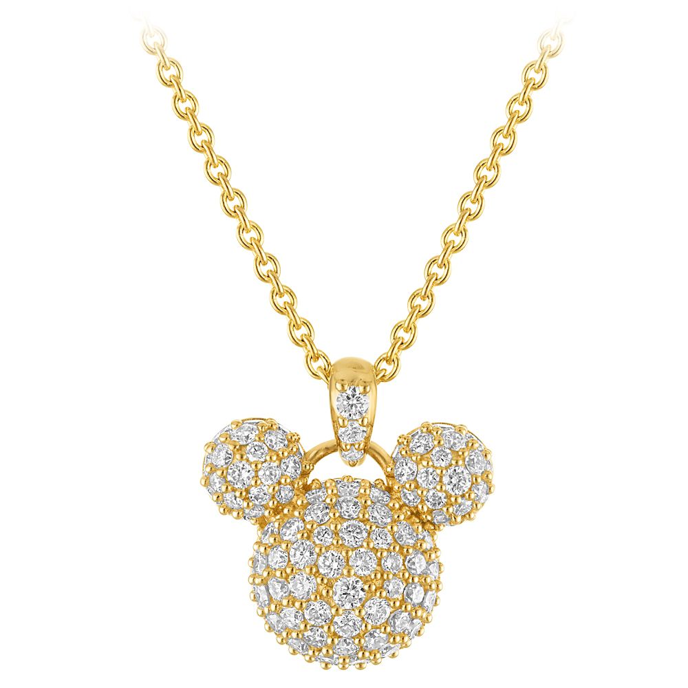 Mickey Mouse Icon Pav&eacute; Diamond and Gold Necklace by Rebecca Hook