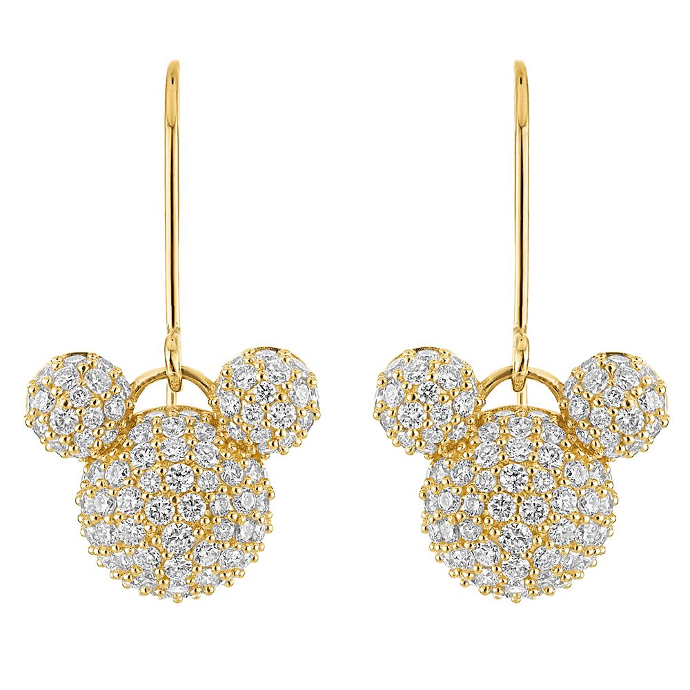 Mickey Mouse Icon Pav&eacute; Diamond and Gold Earrings by Rebecca Hook