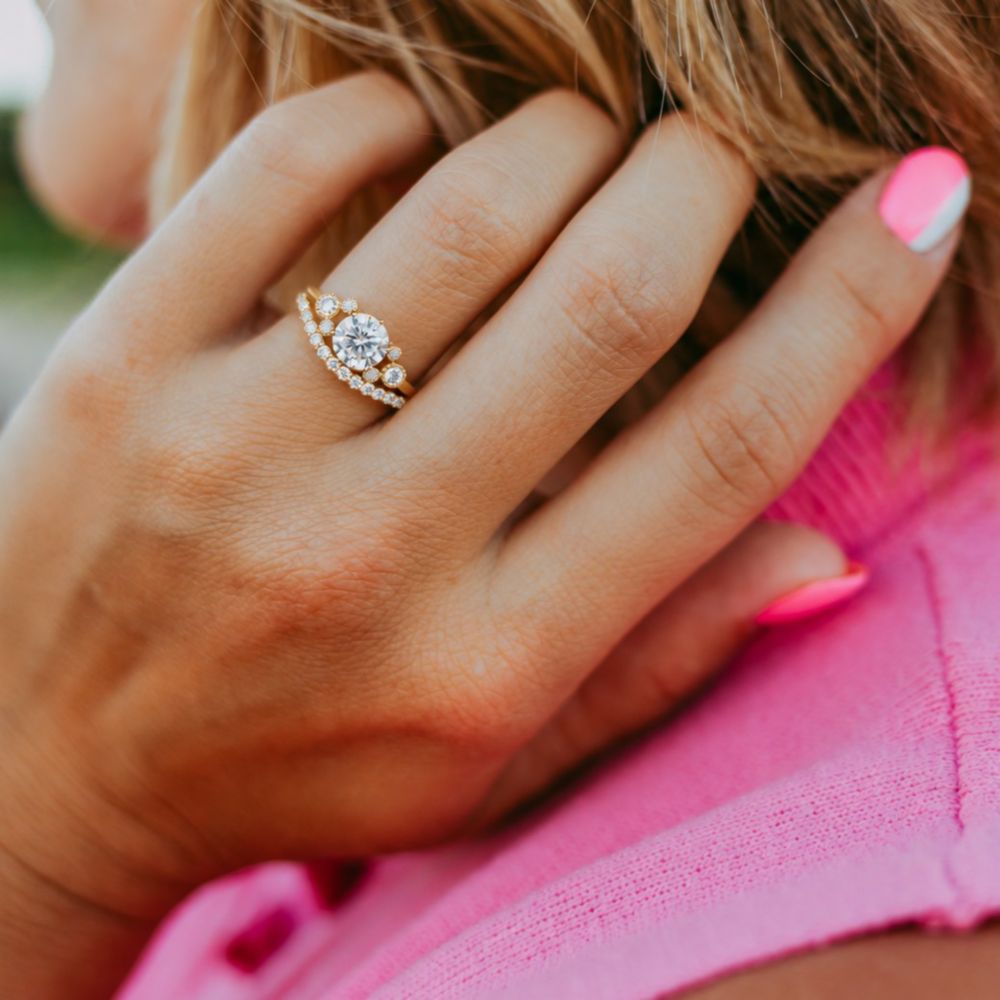 Mickey Mouse Icon Diamond Engagement Ring by Rebecca Hook &ndash; Yellow Gold