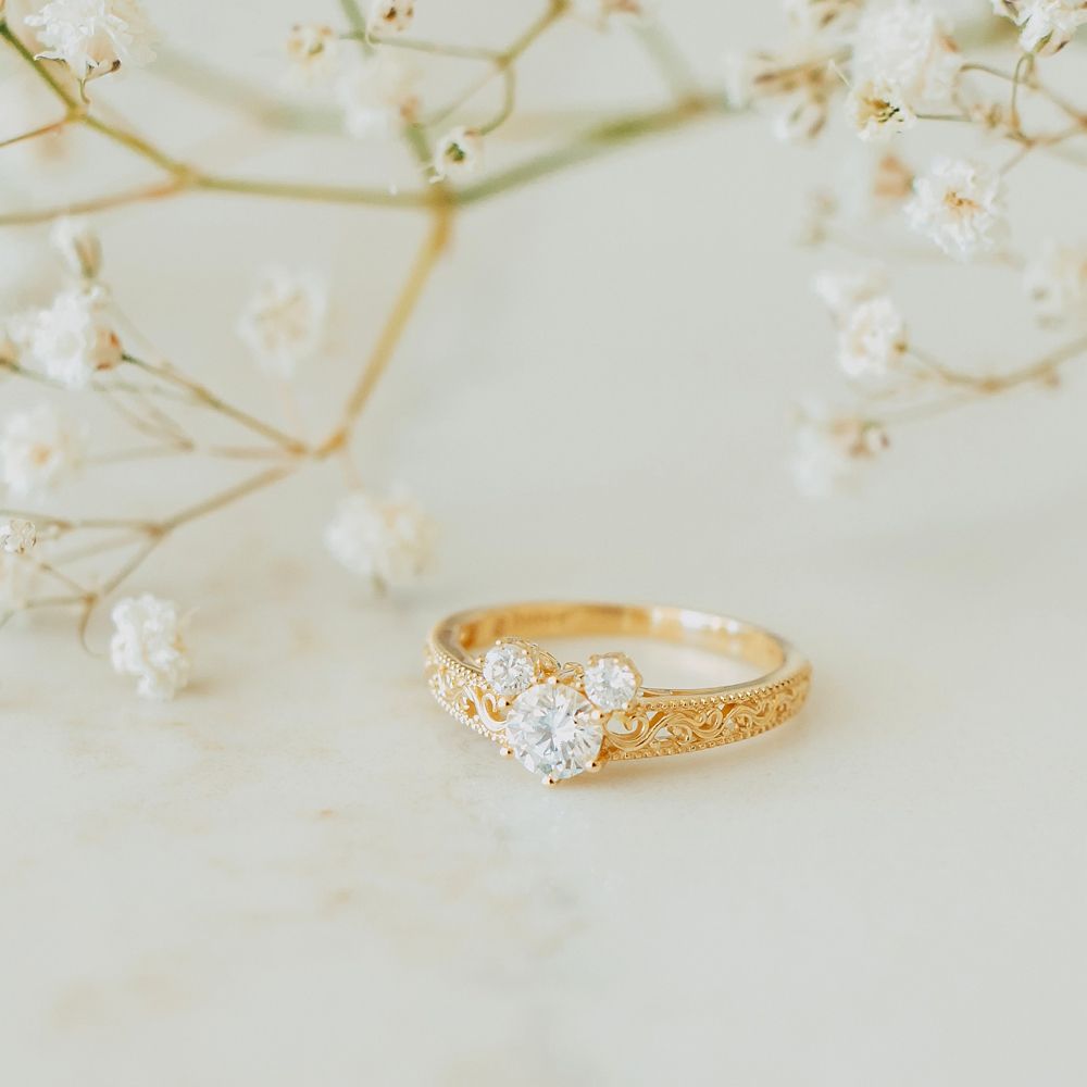 Mickey Mouse Icon Diamond Filigree Ring by Rebecca Hook