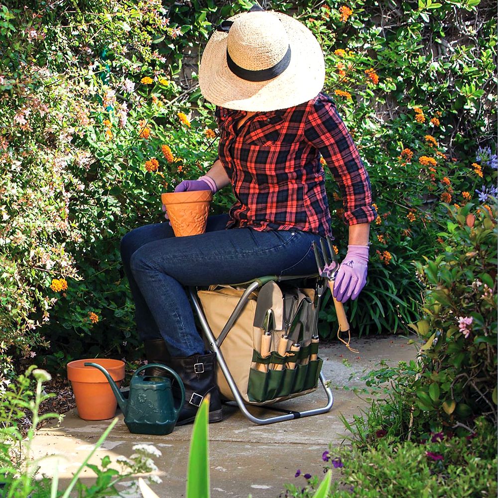 Winnie the Pooh Folding Garden Stool with Detachable Storage Tote Bag and Tools