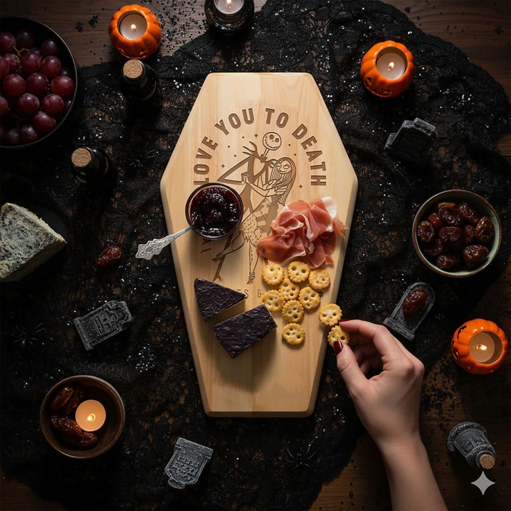 Jack Skellington and Sally Coffin Serving Board by Picnic Time &ndash; The Nightmare Before Christmas