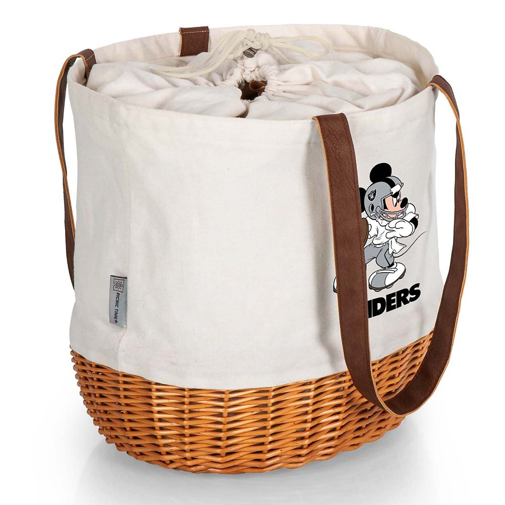 Mickey Mouse x NFL Las Vegas Raiders Coronado Wicker Basket Tote by Picnic Time