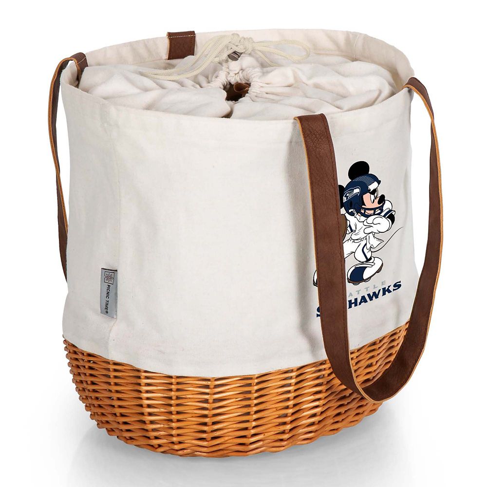 Mickey Mouse x NFL Seattle Seahawks Coronado Wicker Basket Tote by Picnic Time