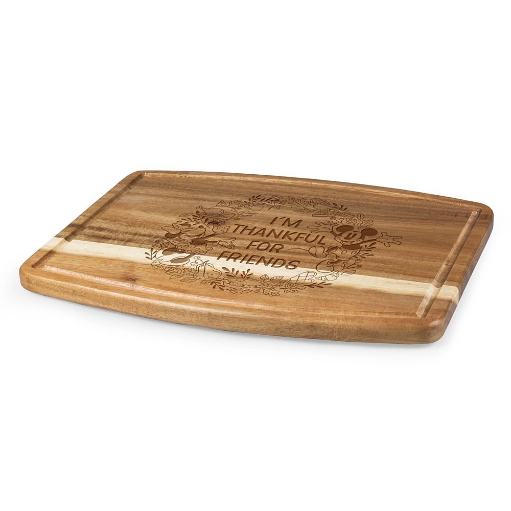 Mickey and Minnie Mouse Thanksgiving Ovale Acacia Wood Cutting Board by Picnic Time