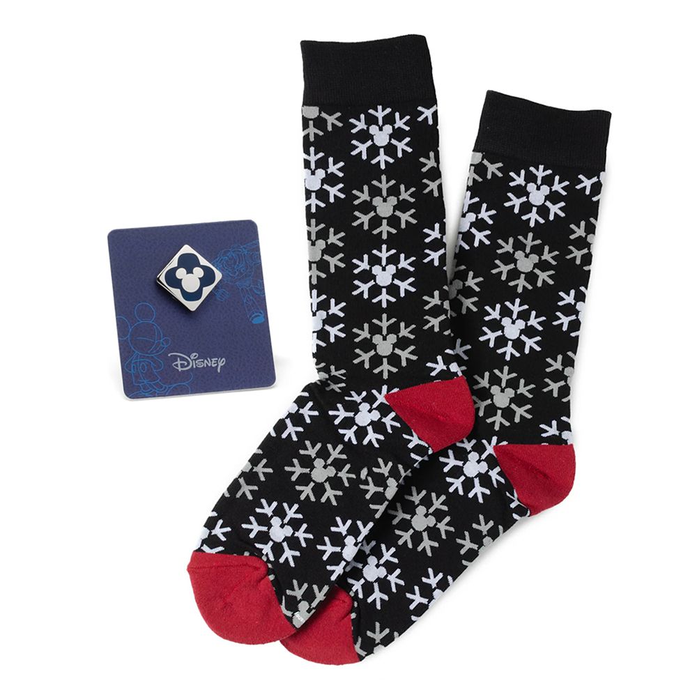 Mickey Mouse Icon Snowflake Socks and Lapel Pin Gift Set