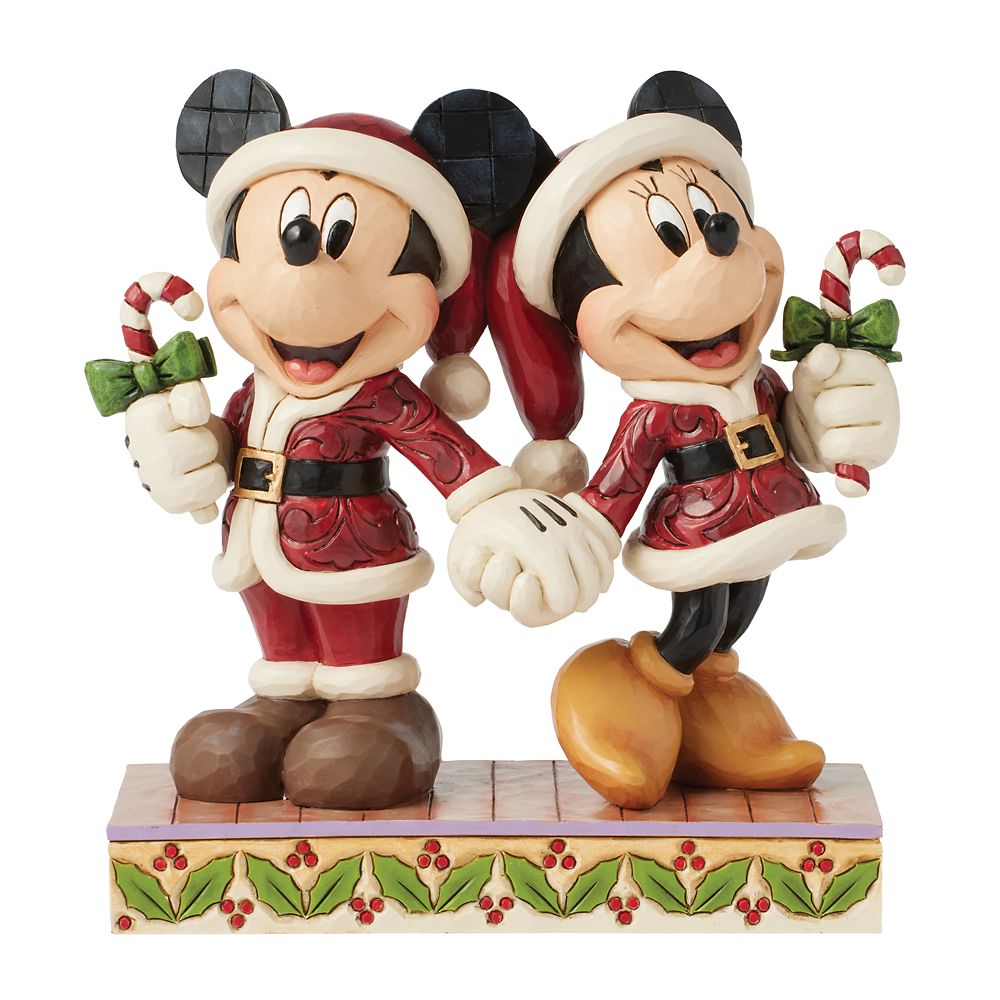 Santa Mickey and Minnie Mouse Candy Cane Christmas Figure by Jim Shore Official shopDisney