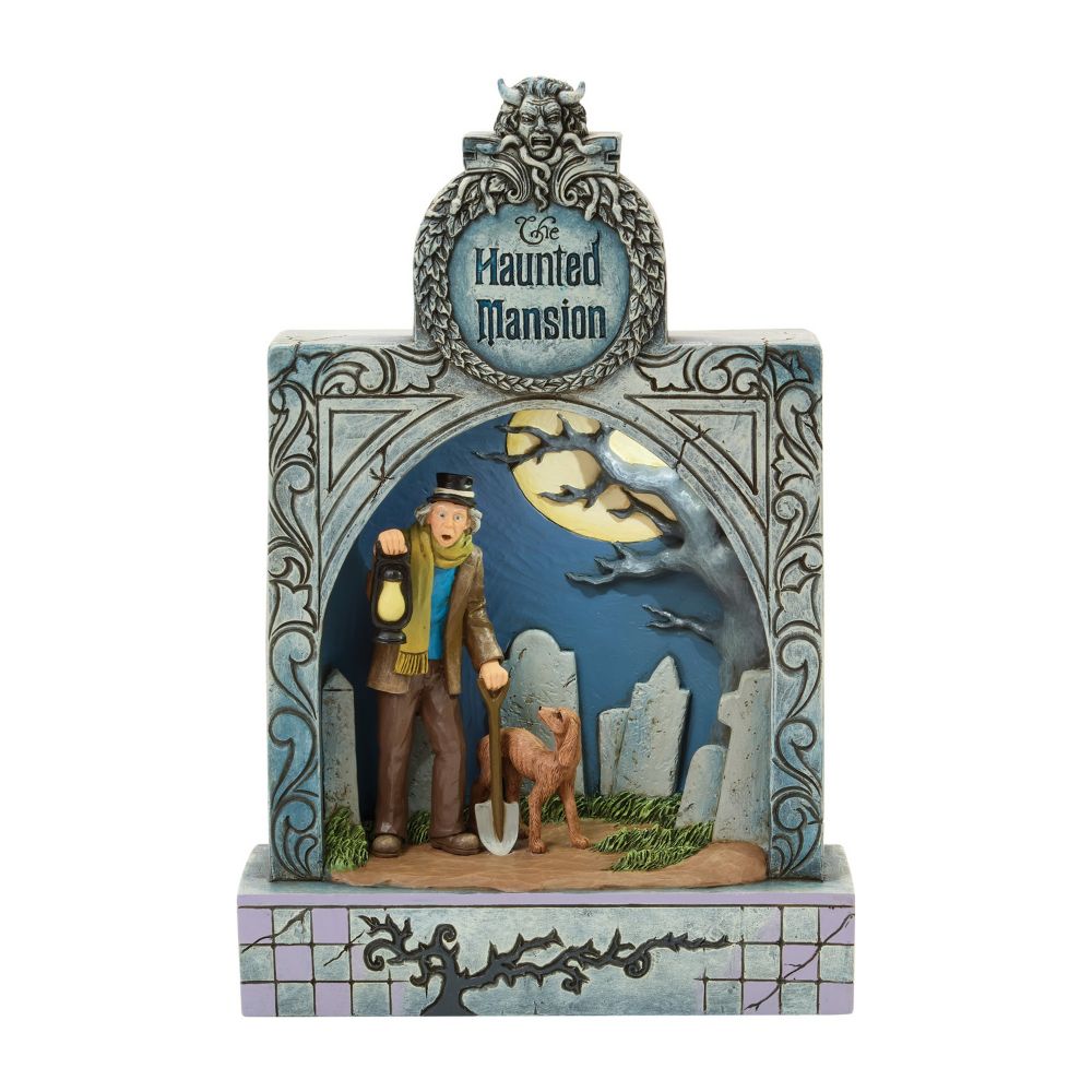 Caretaker and Dog ''Ghostly Graveyard Guardian'' Light-Up and Sound Figure by Jim Shore &ndash; The Haunted Mansion