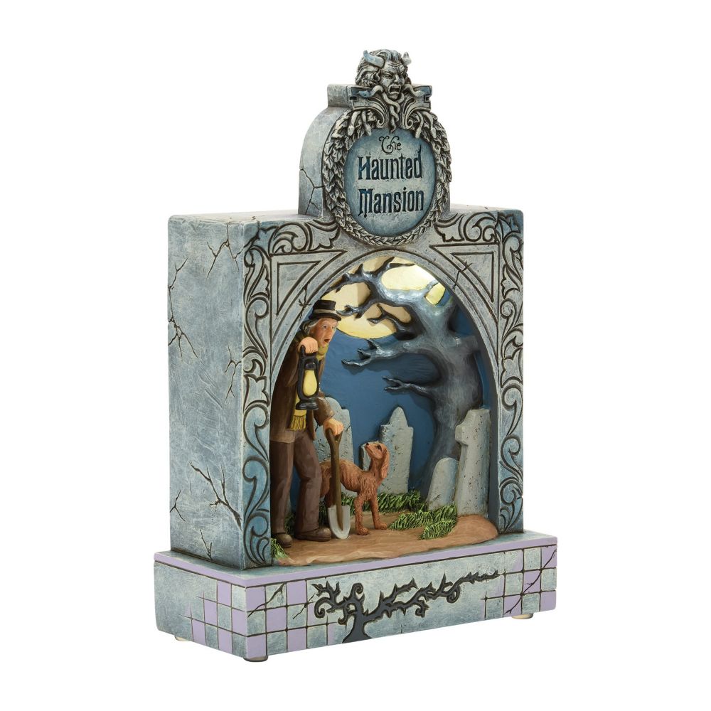 Caretaker and Dog ''Ghostly Graveyard Guardian'' Light-Up and Sound Figure by Jim Shore - The Haunted Mansion