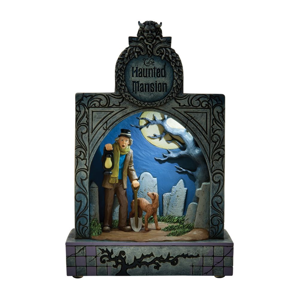 Caretaker and Dog ''Ghostly Graveyard Guardian'' Light-Up and Sound Figure by Jim Shore - The Haunted Mansion