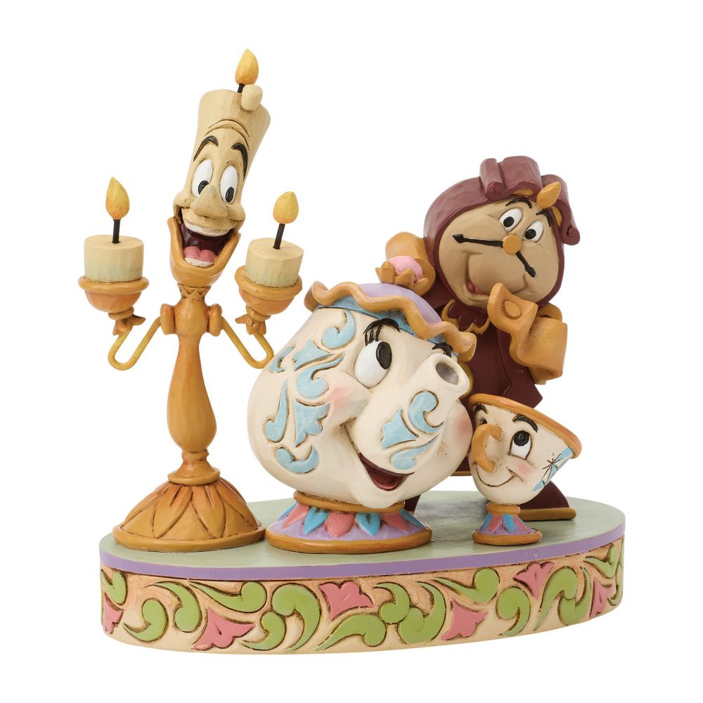 Mrs. Potts Chip Lumiere and Cogsworth ''The Heart of the Castle'' Figure by Jim Shore - Beauty and the Beast