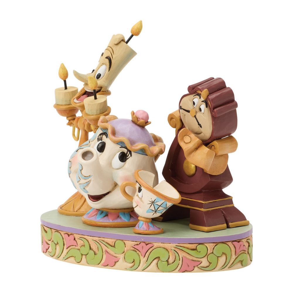 Mrs. Potts Chip Lumiere and Cogsworth ''The Heart of the Castle'' Figure by Jim Shore - Beauty and the Beast