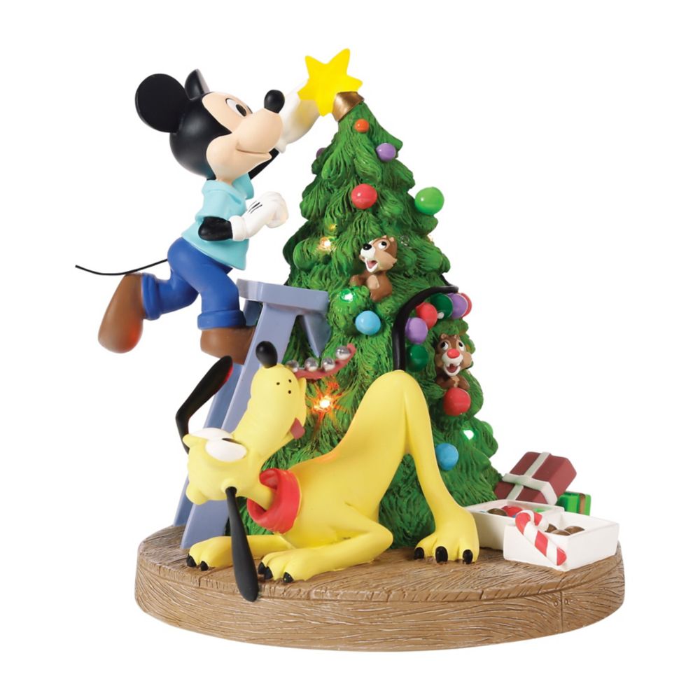 Mickey Mouse and Friends ''Bring Home the Holiday Cheer'' Light-Up Figure by Precious Moments &ndash; Pluto's Christmas Tree