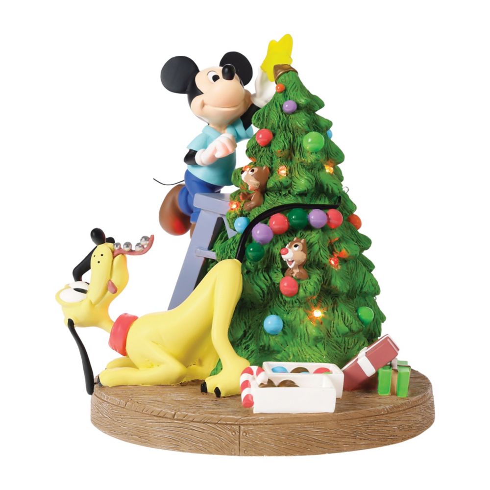 Mickey Mouse and Friends ''Bring Home the Holiday Cheer'' Light-Up Figure by Precious Moments &ndash; Pluto's Christmas Tree