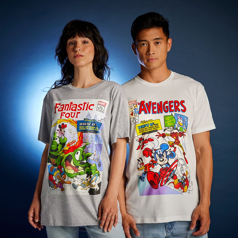 Mickey Mouse and Friends &ndash; Fantastic Four Comic T-Shirt for Adults &ndash; Disney100