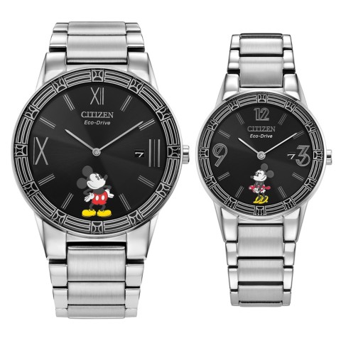 Citizen Mickey Mouse and Minnie Mouse Art Deco Watch Set by