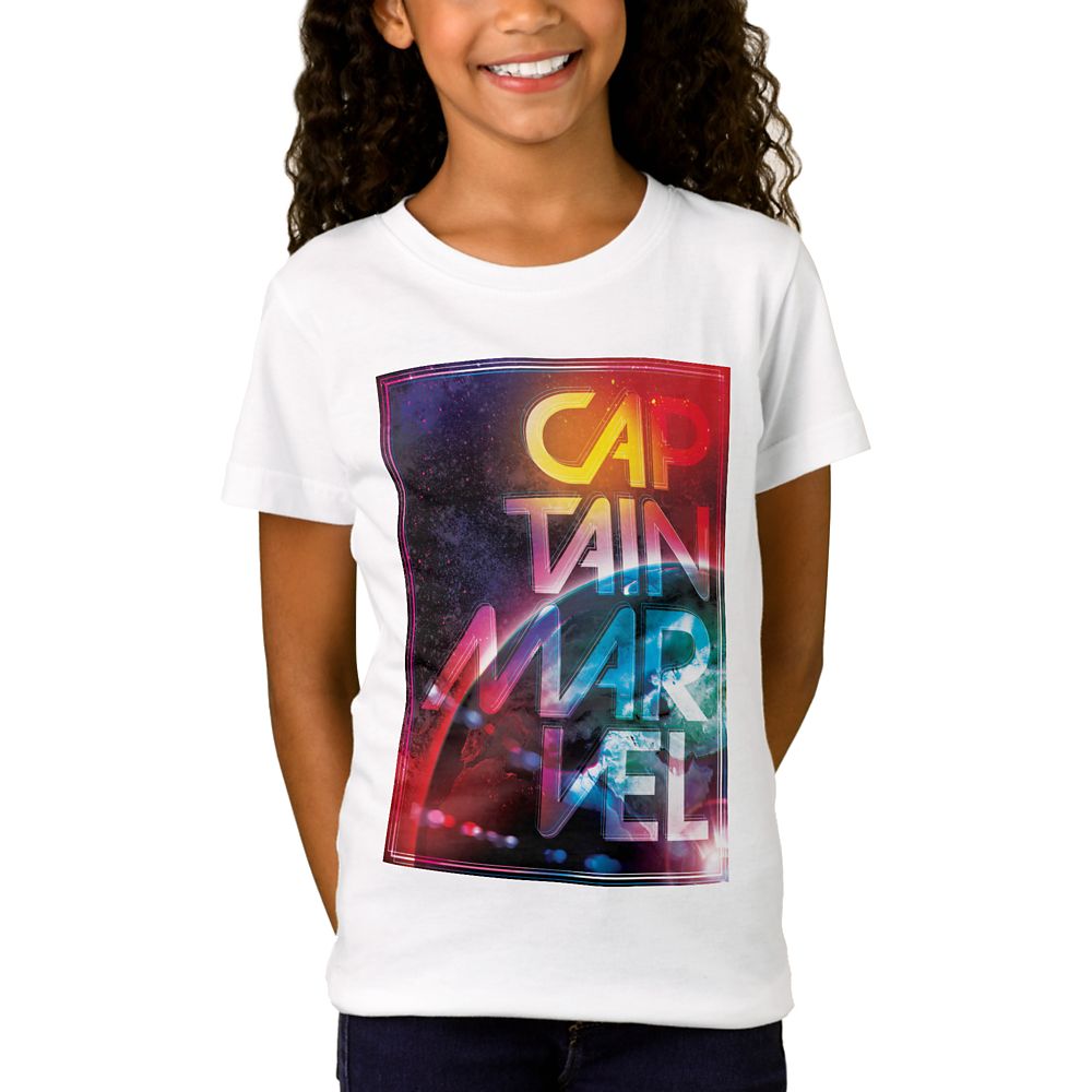 Marvels Captain Marvel Colorful Planetary Horizon T-Shirt for Girls  Customizable Official shopDisney