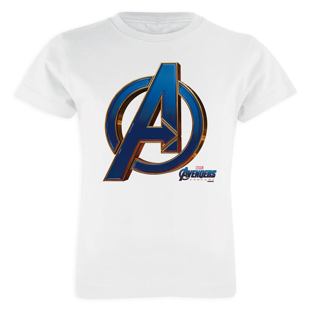 Marvels Avengers: Endgame  Avengers Blue & Gold Logo T-Shirt for Girls  Customized Official shopDisney