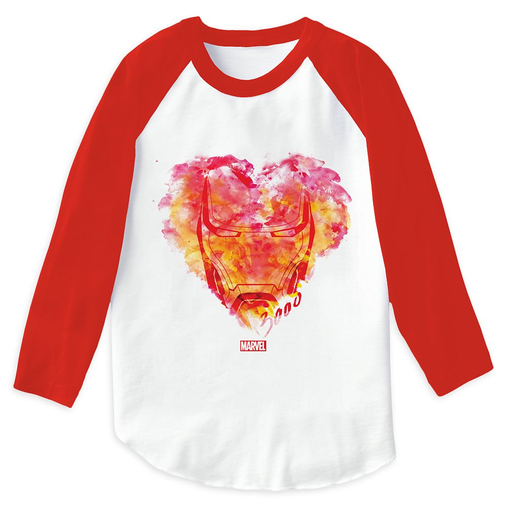 Iron Man: Watercolor Heart Raglan T-Shirt for Men Customizable Official shopDisney