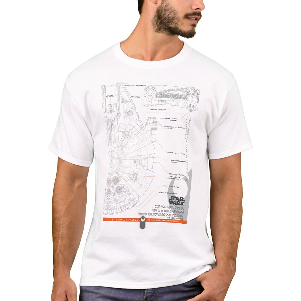 Millennium Falcon Schematic T-Shirt for Men  Star Wars: The Rise of Skywalker  Customizable Official shopDisney