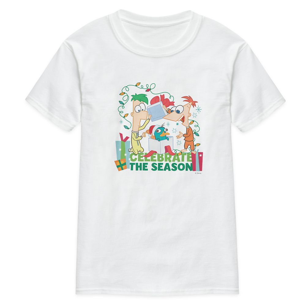 Phineas and Ferb Celebrate the Season T-Shirt for Adults  Customized Official shopDisney