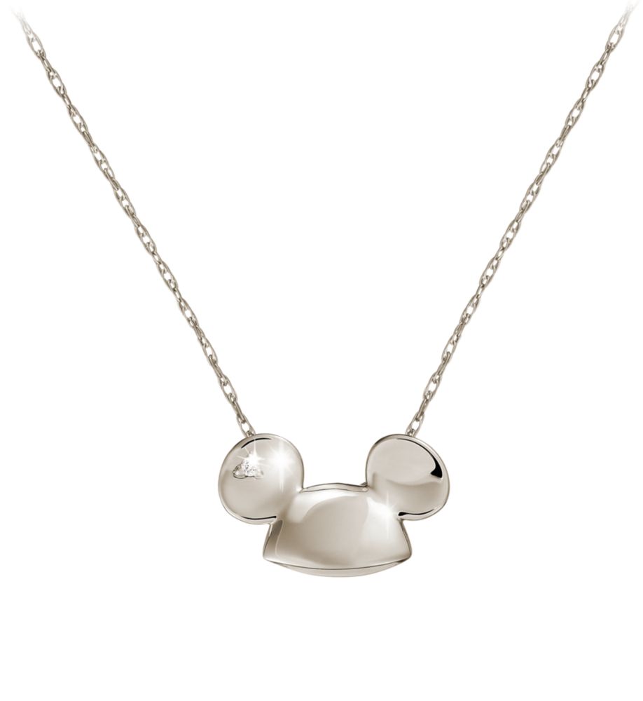 Diamond and 14K Ear Hat Mickey Mouse Ear Hat Necklace