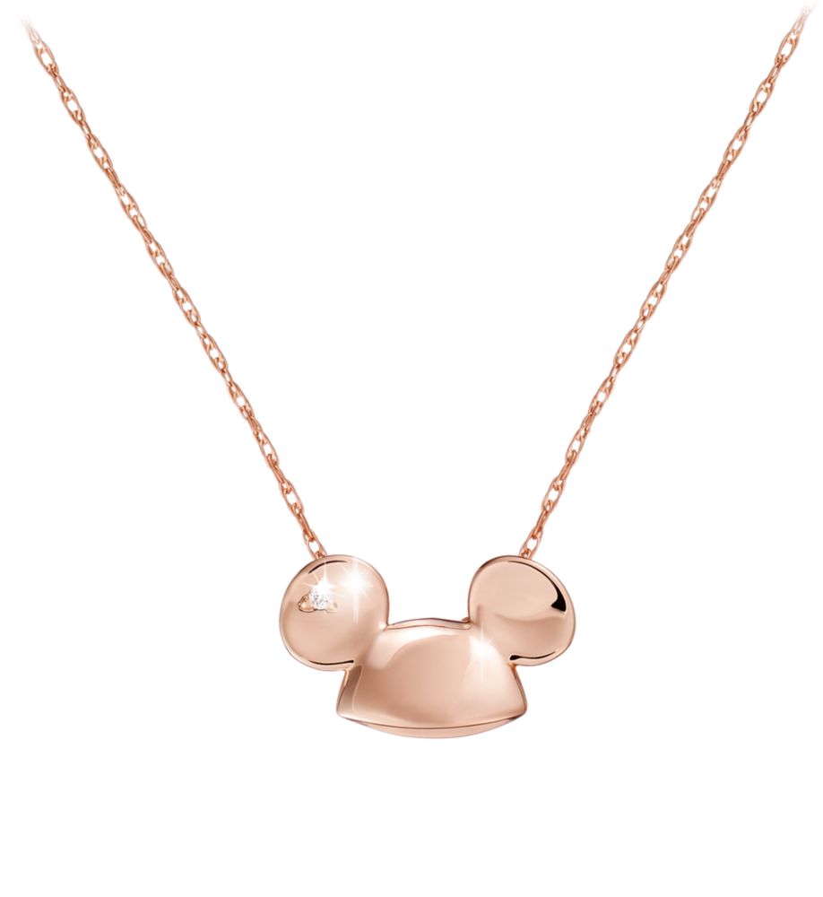 Diamond and 14K Ear Hat Mickey Mouse Ear Hat Necklace