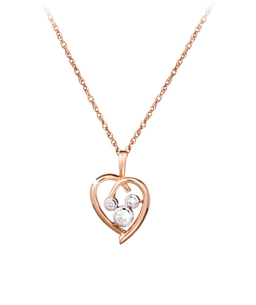 Diamond Heart Mickey Mouse Necklace  &ndash; 14K