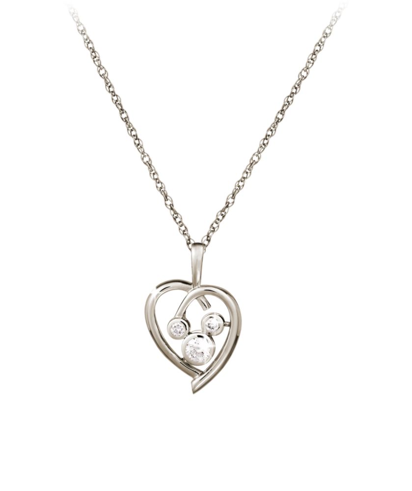 Diamond Heart Mickey Mouse Necklace  &ndash; 14K
