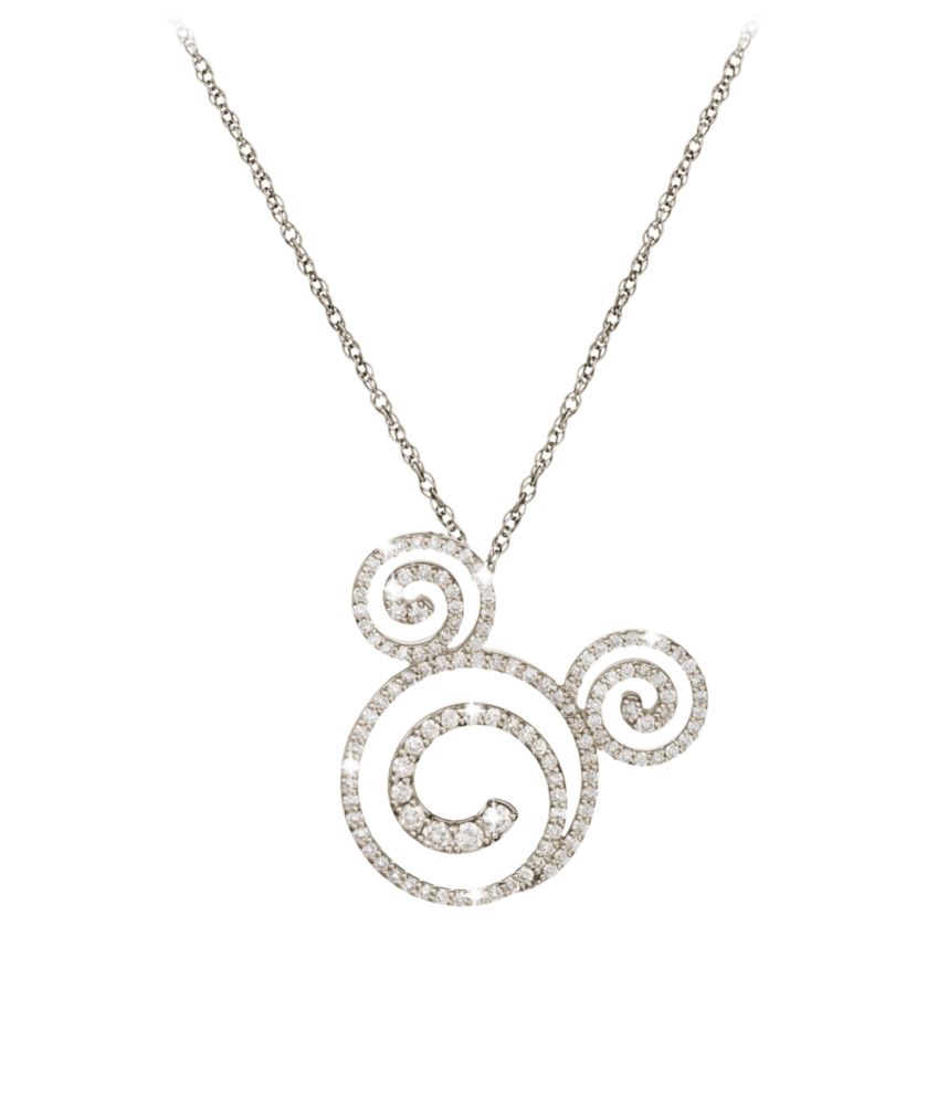 Diamond Swirl Mickey Mouse Necklace - 14K
