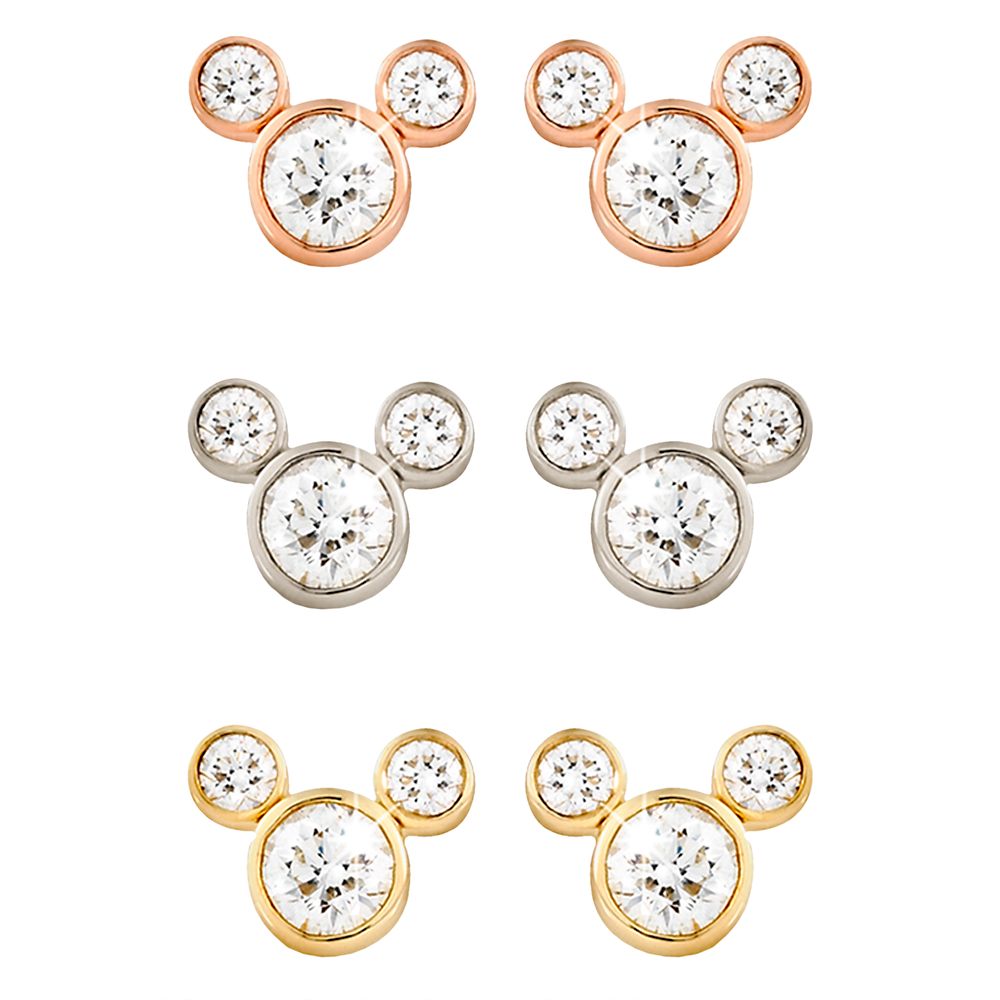 Diamond Mickey Mouse Earrings  Small  18K Official shopDisney