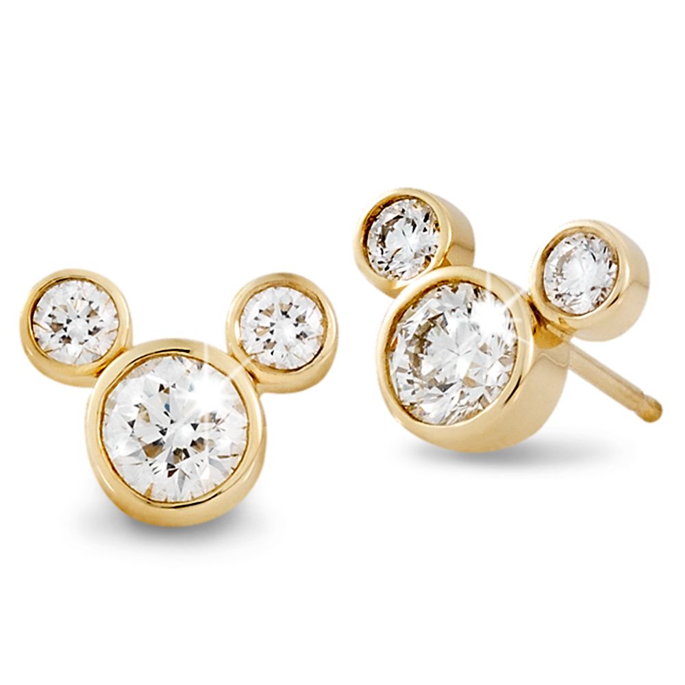 Diamond Mickey Mouse Earrings &ndash; Small &ndash; 18K