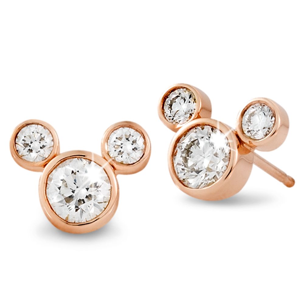 Diamond Mickey Mouse Earrings &ndash; Small &ndash; 18K