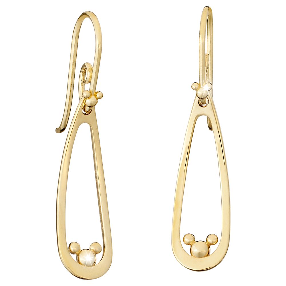 Mickey Mouse Drop Earrings - 14K