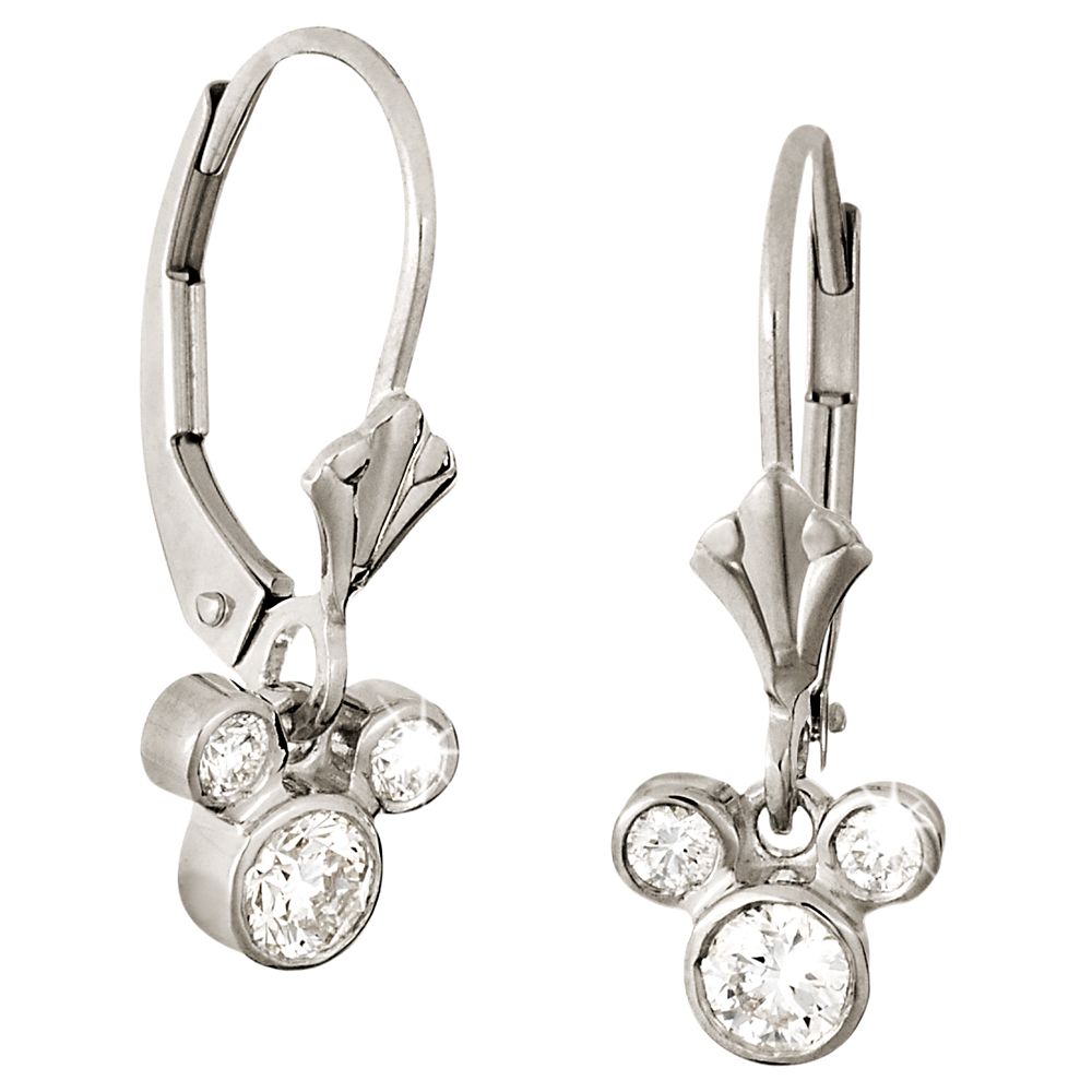 Mickey Mouse Fleur-de-Lis Earrings - Platinum