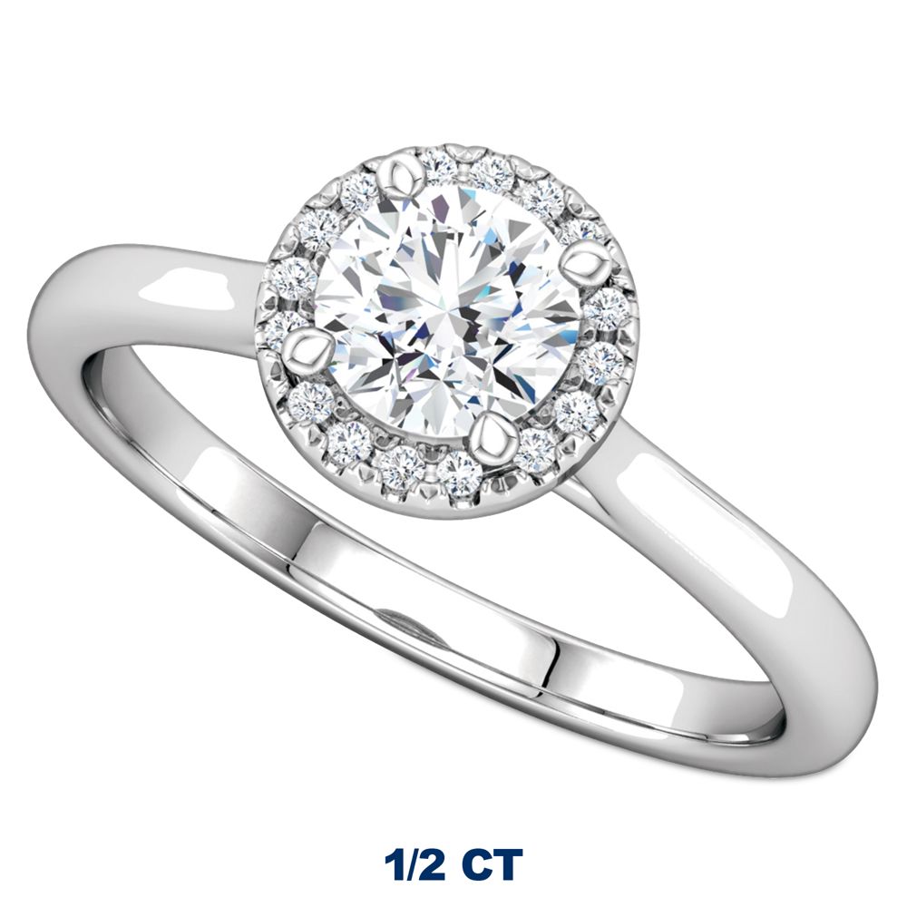 Mickey Mouse Fairy Tale Halo Diamond Engagement Ring