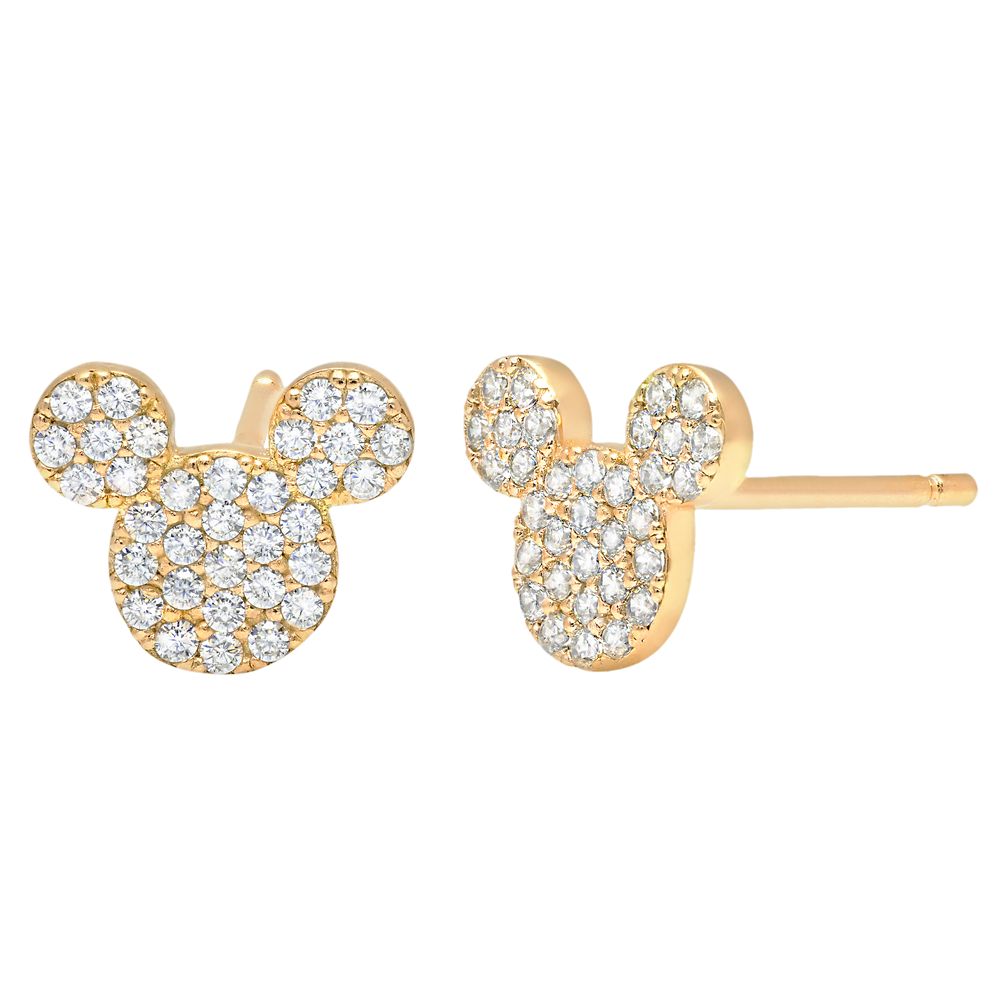 Mickey Mouse Icon Stud Earrings by CRISLU - Yellow Gold