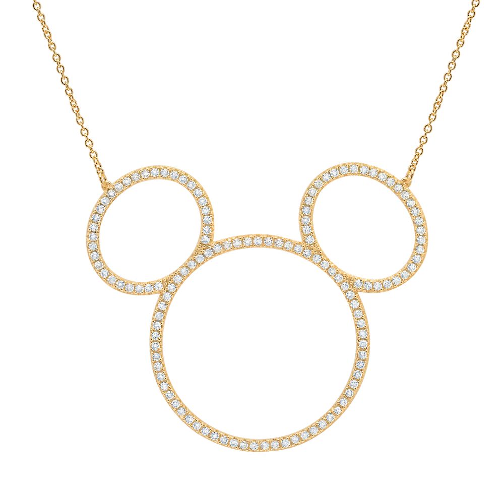 Mickey Mouse Icon Silhouette Necklace by CRISLU Yellow Gold Official shopDisney
