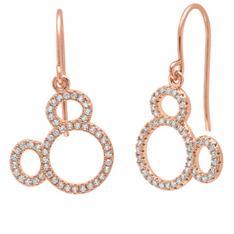CRISLU Mickey Mouse Icon Silhouette Earrings by CRISLU – Rose Gold