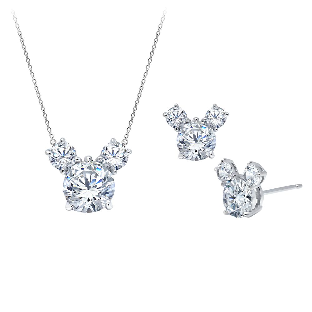 Mickey Mouse Necklace and Earrings Set by CRISLU &ndash; Platinum