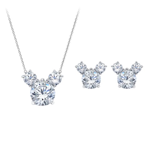 CRISLU Mickey Mouse Necklace and Earrings Set by CRISLU – Platinum