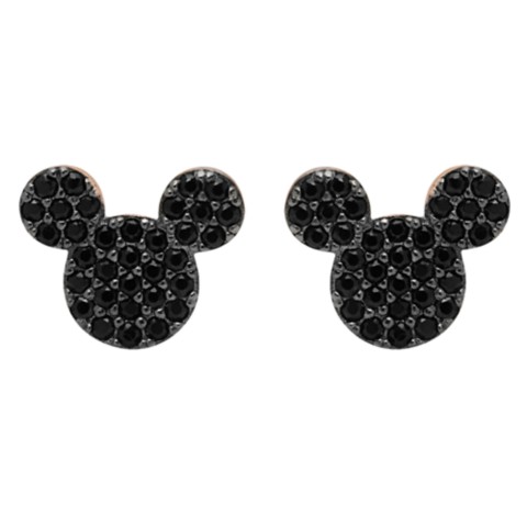 CRISLU Mickey Mouse Black Pave Earrings by CRISLU – Rose Gold