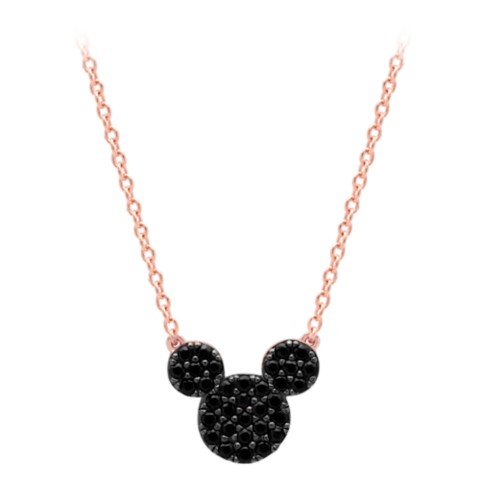 CRISLU Mickey Mouse Black Pave Necklace by CRISLU – Rose Gold