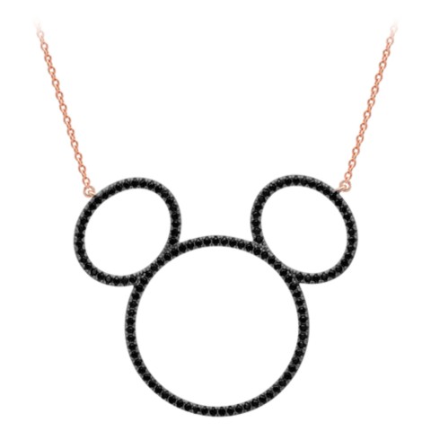 CRISLU Mickey Mouse Pave Icon Necklace by CRISLU – Rose Gold – Large