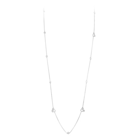 CRISLU Mickey and Minnie Mouse Station Necklace by CRISLU – Platinum